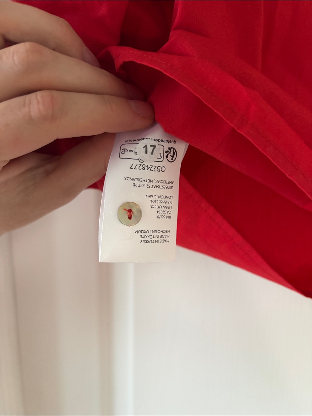 Anthropologie Maeve Structured Lantern Red Button-Down Shirt - Picture 6 of 10